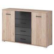 Basalt Wooden Sideboard With 2 Doors 4 Drawers In San Remo Oak