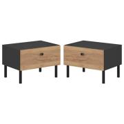 Davis Set Of 2 Wooden Bedside Cabinet In Golden Oak