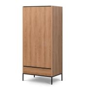 Lowell Wooden Wardrobe With 2 Doors 5 Shelves In Caramel Oak