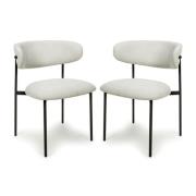 Mestre Natural Fabric Dining Chairs With Black Legs In Pair