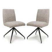 Legain Oatmeal Fabric Dining Chairs With Black Legs In Pair