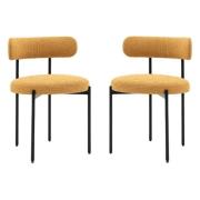 Arras Ochre Fabric Dining Chairs In Pair