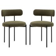 Arras Green Polyester Fabric Dining Chairs In Pair