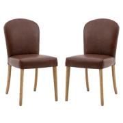 Hyeres Antique Brown Leather Dining Chairs In Pair