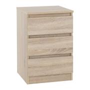 Mcgowen Wooden Bedside Cabinet With 3 Drawers In Sonoma Oak