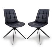 Captiva Black Faux Leather Dining Chairs In Pair