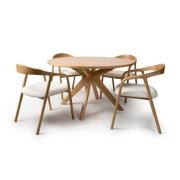 Hvar Wooden Dining Table Round In Oak With 4 Chairs