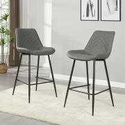 Oston Grey Faux Leather Bar Chairs With Anthracite Legs In Pair