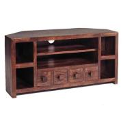 Tivat Mango Wood TV Stand Corner In Dark Mahogany