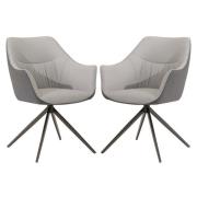 Piran Light Grey Faux Leather Dining Chairs In Pair