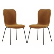 Ontario Tan Fabric Dining Chairs With Black Frame In Pair