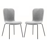 Ontario Light Grey Fabric Dining Chairs With Black Frame In Pair