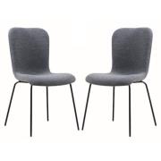 Ontario Dark Grey Fabric Dining Chairs With Black Frame In Pair