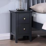 Lenox Wooden Bedside Cabinet Small With 2 Drawers In Off Black