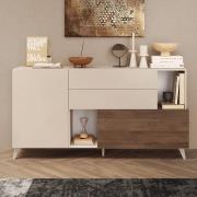 Milan Wooden Sideboard 2 Doors 2 Drawers In Cashmere And Walnut