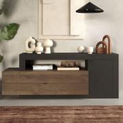 Felton Wooden TV Stand 1 Door 2 Drawers In Lava Mercury Oak