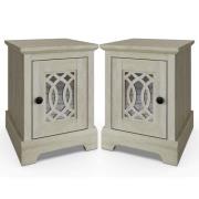 Arcata Dusty Grey Oak Mirrored Bedside Cabinets In Pair