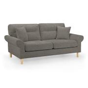 Fairfax Fabric 3 Seater Sofa In Mocha With Oak Wooden Legs