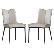 Newark Grey And Light Grey Faux Leather Dining Chairs In Pair