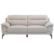 Marne Fabric 3 Seater Sofa In Light Grey With Black Metal Legs