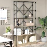 Keswick Wooden Bookcase With Metal Frame In Sonoma Oak