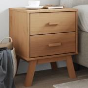 Dawlish Wooden Bedside Cabinet With 2 Drawers In Brown