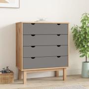 Harrow Wooden Chest Of 4 Drawers Wide In Grey Brown