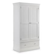 Calida Wooden Wardrobe With 2 Doors 1 Drawer In Lacquer White