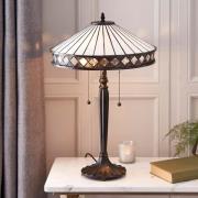 Fargo Tiffany Glass Shade Table Lamp In Satin Black