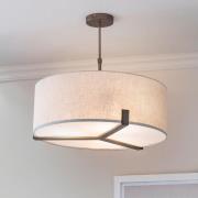 Hayfield 3 Light Natural Fabric Shade Pendant Light In Bronze