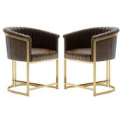 Bonita Brown Leather Dining Chairs With Metal Frame In Pair