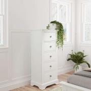 Belton Wooden Chest Of 5 Drawers Narrow In White