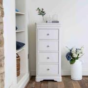 Sarnia Wooden Chest Of 4 Drawers Narrow In White