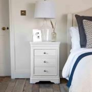 Sarnia Wooden Bedside Cabinet With 3 Drawers In White