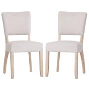 Celina Natural Fabric Dining Chairs With Wooden Frame In Pair