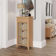 Gilford Wooden Side Table With 3 Basket In Light Oak