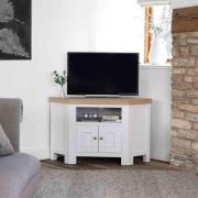 Celina Wooden TV Stand Corner With 2 Doors In Oak And White