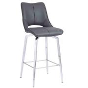 Pilton PU Leather Bar Stool With Chrome Legs In Grey