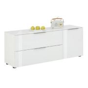 Taos Wooden TV Stand With Glass Top In White