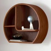 Siverek Round Wooden Wall Shelf In Walnut