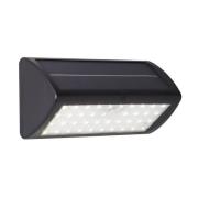 Solar LED White Polycarbonate Outdoor PIR Wall Light In Black