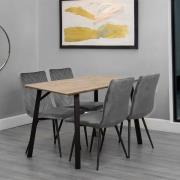 Frisco Oak Effect Dining Table Small With 4 Grey Chairs