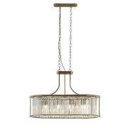 Victoria 5 Light Crystal Oval Pendant Light In Antique Brass