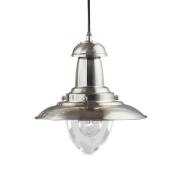 Fisherman Glass Shade Pendant Light In Silver