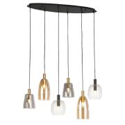 Divine 6 Light Multi Drop Pendant Light In Black