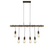 Barn 6 Light Pendant Light In Black Metal And Wood