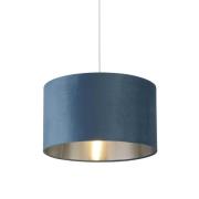 Drum Teal Velvet Pendant Light Large With Inner Silver