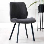 Brush Velvet Dining Chair With Metal Legs In Graphite