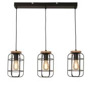 Vision 3 Light Cage Style Bar Pendant Light In Matt Black