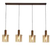 Sweden 4 Light Amber Glass Bar Pendant Light In Mocha